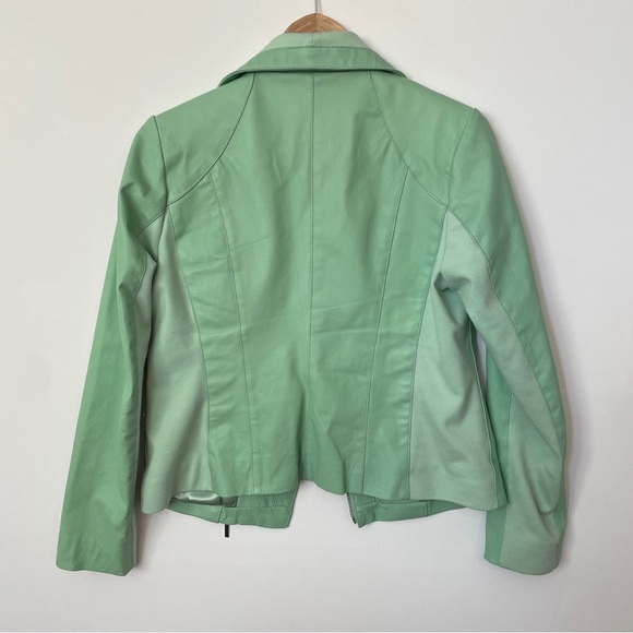 Green Leather Moto Biker Jacket XS - Picture 3 of 10